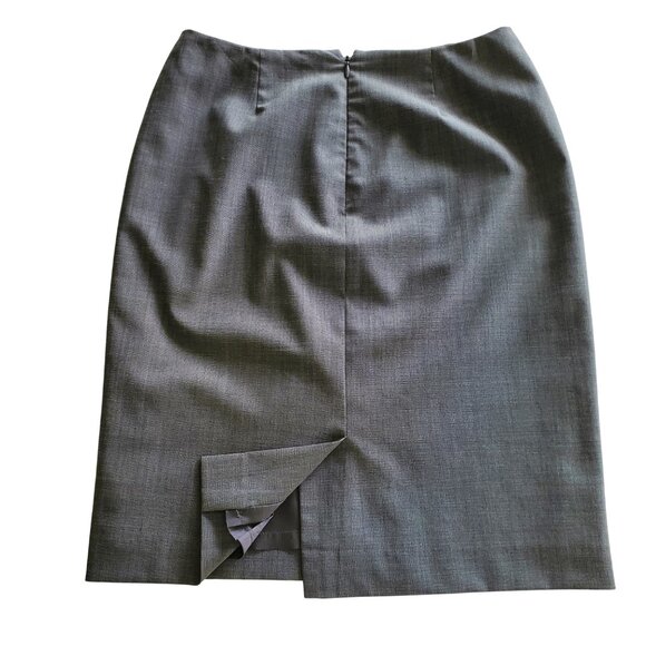 Anne Klein Round Neckline 5 Button Gray Lightweight Wool Blend Skirt Suit Size 2 - Picture 6 of 16